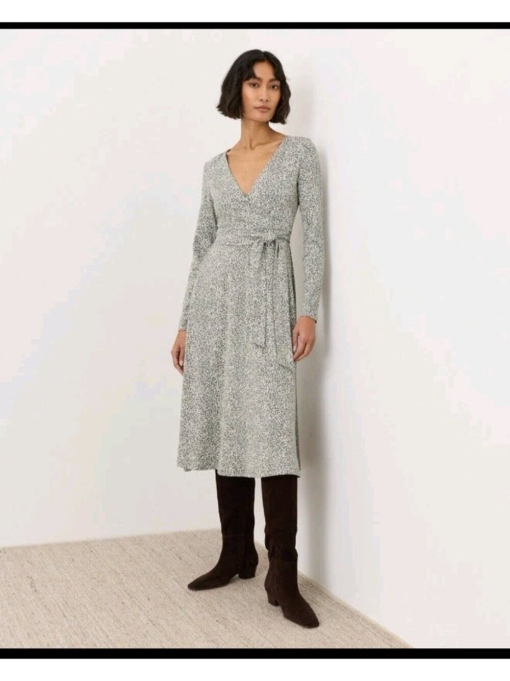 Pact Fit And Flare Wrap Dress Wildflower Green Sz XL Organic Cotton